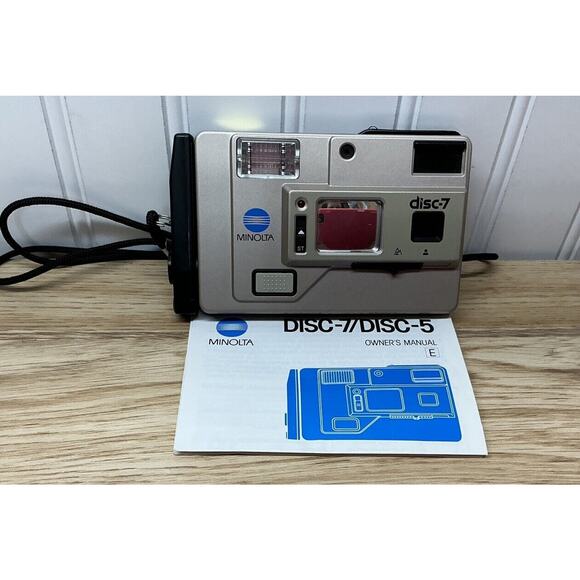 Minolta Disc-7 SELFIE MIRROR Compact Disc Film Camera Untested‎ With Manual - Picture 3 of 8